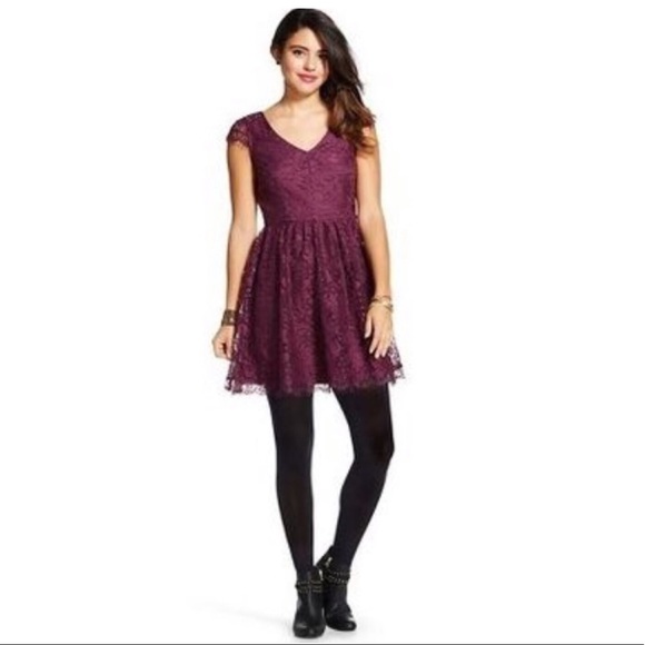 Dresses & Skirts - Allover Plum Lace Fit & Flare Dress Size XXL